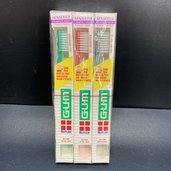 GUM Butler Other - Vintage Butler GUM 455 Toothbrushes Sensitive Compact Head NOS 6 Pack *Read*